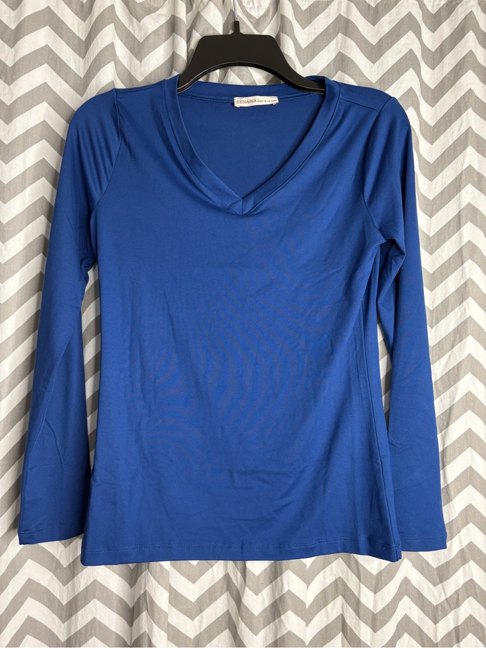 Zenana Cobalt V-Neck Long Sleeve Tee